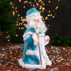 Дед Мороз с фонариком на посохе и узорами на шубке 30 см (Голубой)