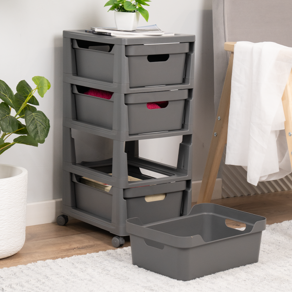 Комод на колёсах "Luxe" 4 ящика (Серый) Комод на колёсах "Luxe" 4 ящика (Серый)