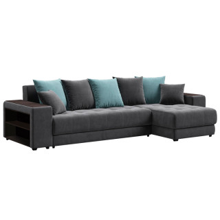 Диван ДУБАЙ 3.0 угол (MONOLIT Серый, MONOLIT Aqua NEW)