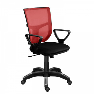Кресло мод.М-16 (сид.ортопед) пласт крест.d680 м/п спинка сетка красная, сидушка черная