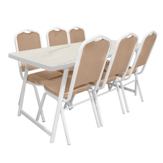 Комплект мебели "Арзу Плюс" (каркас белый, мрамор светлый, гоб.бежевый)