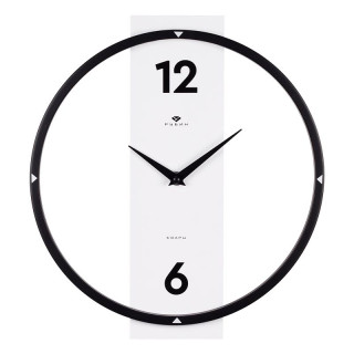 Часы настенные  металл+ дерево, круг 30,5 см, черный+белый "Time" Рубин 3330-001