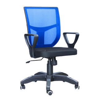 Кресло мод.М-16 (сид.ортопед) подл.пл.Гольф,крест.пл.d670-1/ 680 м/п, кол JL сетка спинка синяя,сиду
