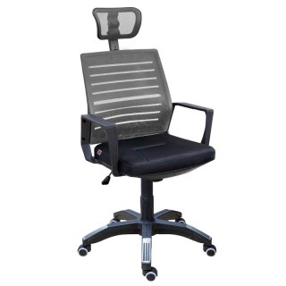 Кресло мод.М-3FК (сид.ортопед) с подгол подл.пл.Н-727,крест.пл.d416/ 670-1 м/п, кол JL, серый/черный
