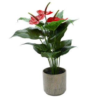 Искусственное растение в керамическом горшке