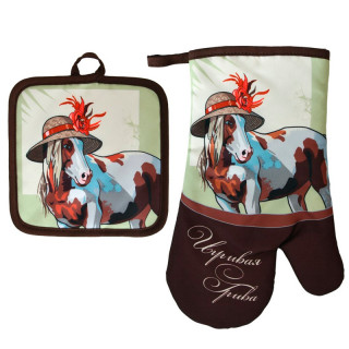 Прихватка с рукавицей "Игривая грива" HN88-555 Прихватка с рукавицей "Игривая грива" HN88-555