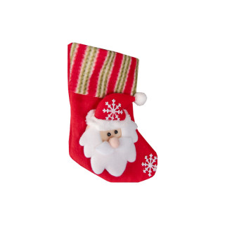 Носок для подарков "Дед Мороз и снежинки" 15х13 см (Бело-красный)