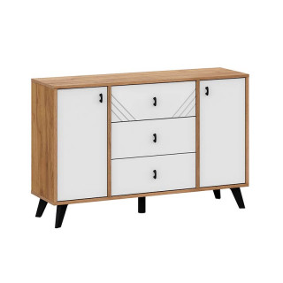 Комод двухстворчатый "Байкал" 3 ящика Дуб Золотой/Белый матовый