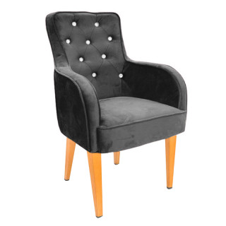 Кресло "Фрида" цв.Орех (кзам PU/гоб.stock (мет.ножки)) тёмно-серый