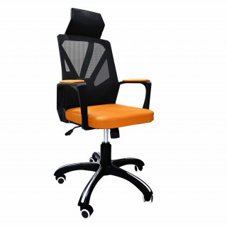 Кресло "МИ-7" (армированная сетка) кзам11 оранжевый+спинка сетка чёрная