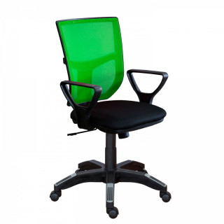 Кресло мод.М-16 (пласт крест.d680 м/п спинка сетка зеленая, сиденье чёрное)